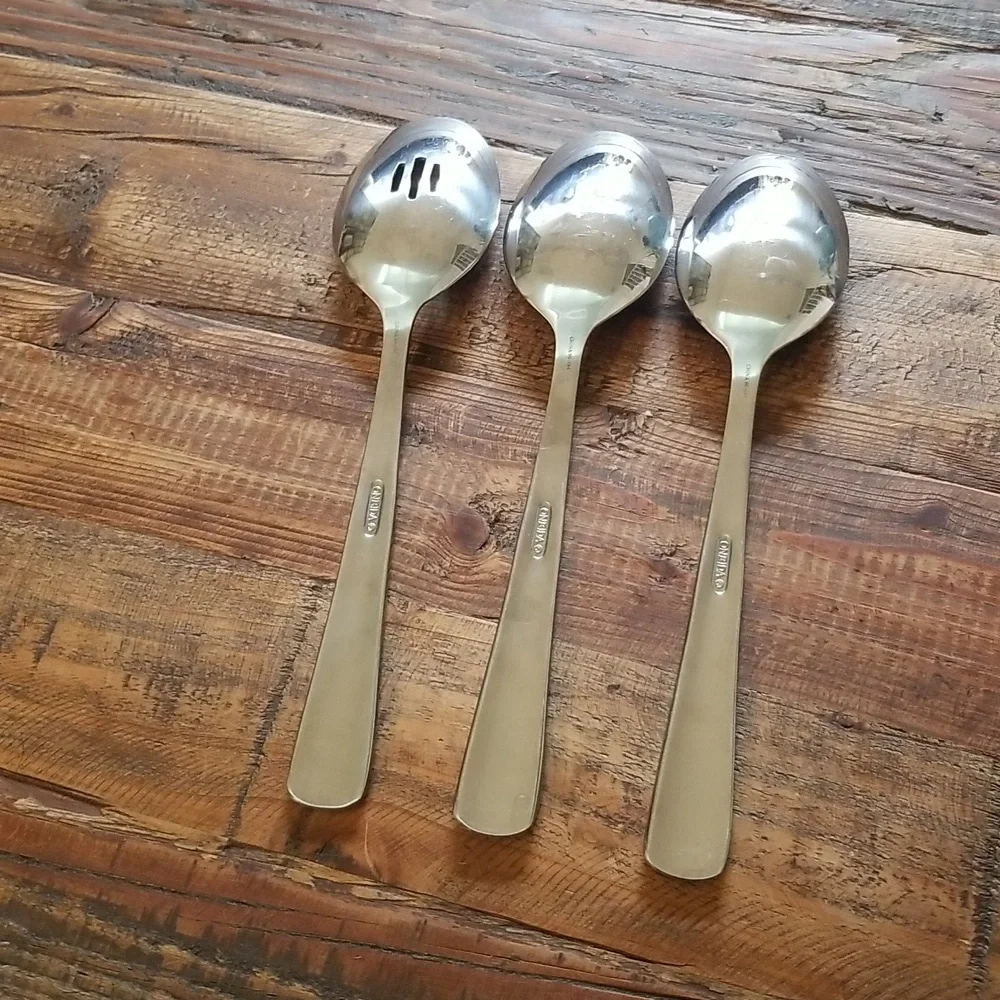 Oneida 3 Pc Large Spoon Set One Slotted